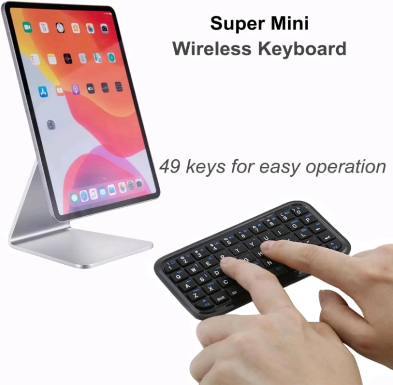 Compact Wireless Bluetooth Keyboard: Rechargeable Mini Slim Travel Keypad with 49 Keys