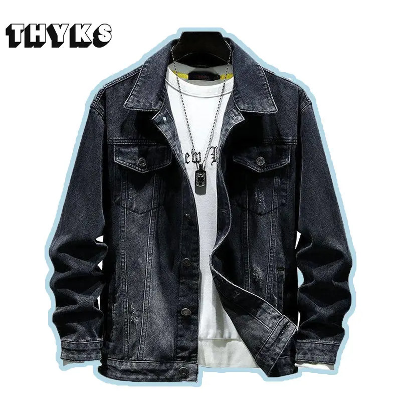 

Jackets for Men Denim Chaquetas Hombre Korean Fashion Vintange Ripped Jaquetas Cotton Slim Fit Jeans Coat Male Veste Homme M-5XL