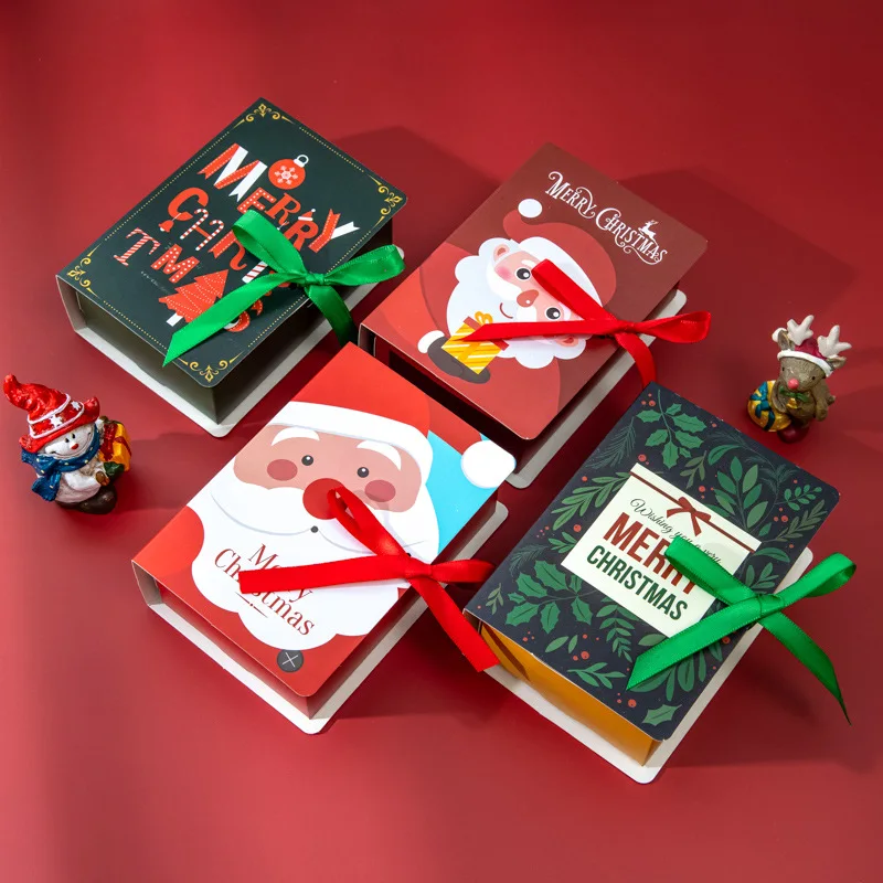 thumbnail image 1 of 10 cajas de papel para envolver regalos de Navidad con forma de manzana, libros mágicos creativos, suministros de decoración para fiestas navideñas, 1 of 4