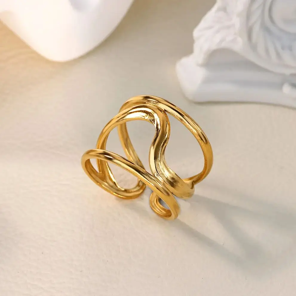 Hollow Irregular Minimalist Rings for Women Wedding Anniversary Gift