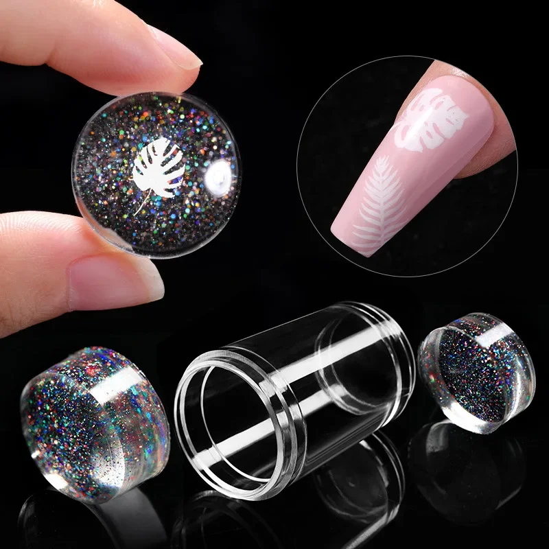 Heallor Transparent Nail Stamper with Scraper 2pcs Jelly Silicone Stamp for French Nails Manicuring Kits Nail Art Stamping Tool 3