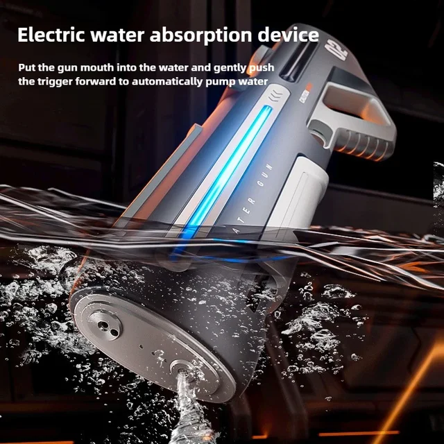 Powerful 2IN1Manual&Manual Water Gun Toy Set With LED Water Absorption Water Pistol Spray Blaster Outdoor Pool Toys for Kids 3