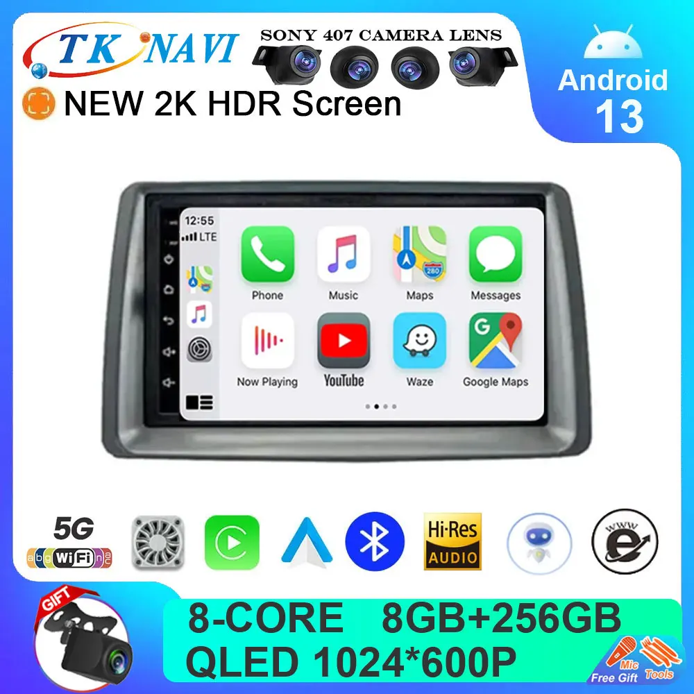 Schermo 7 Lnch Android 13 Per Fiat Panda 2003 - 2012 Lettore Auto Radio Multimedia Carplay Navigazione 4G Stereo Intelligente Dsp Hd