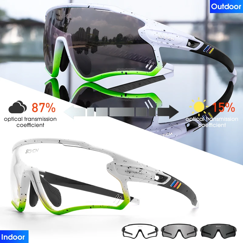 SCVCN Red Bule Photochromic Sunglasses MTB Road Cycling Glasses Men Women Sports Running Goggles UV400 Bike Bicycle Eyewear