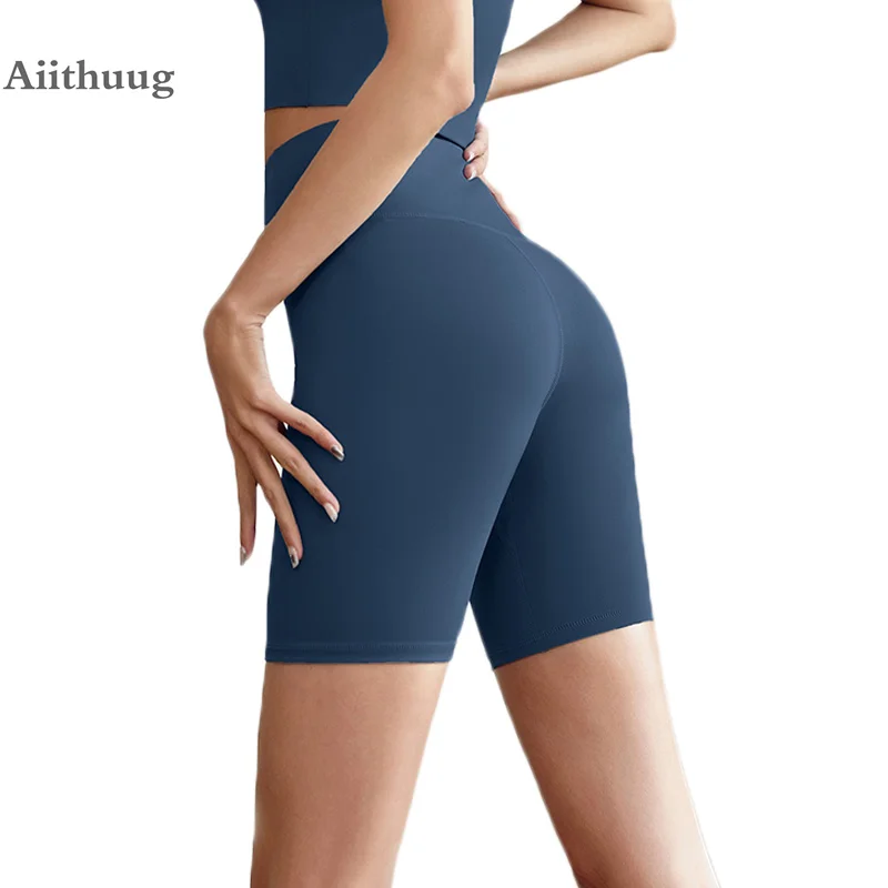 Aiithuug Biker Shorts Gym Workout Sports Short Yoga Pantaloni A Vita Alta Compress Quick Dry Seamless Workout Leggings Active Clothes