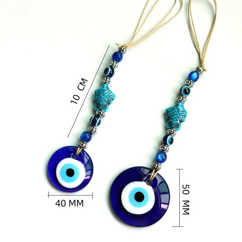 Unique Glass Eye Pendant with Devil's Blue Eye Charm - Fish Shape Hanging Decoration for Home Wall and Car Good Luck Amulet Gift