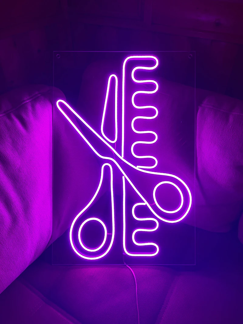 Led Barber Shop neon sign Cool Scissors  Neon Lights for Hair Beauty Salon Decor USB Business hair stylist gift