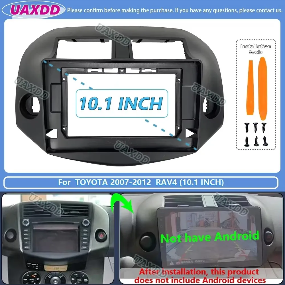 9-Inch Android Stereo Dashboard Frame with Navigation and Audio Cables