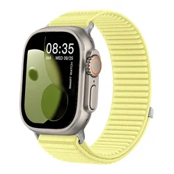 Premium Nylon Loop Strap for Apple Watch - Comfortable and Durable Watchband (Yellow)
