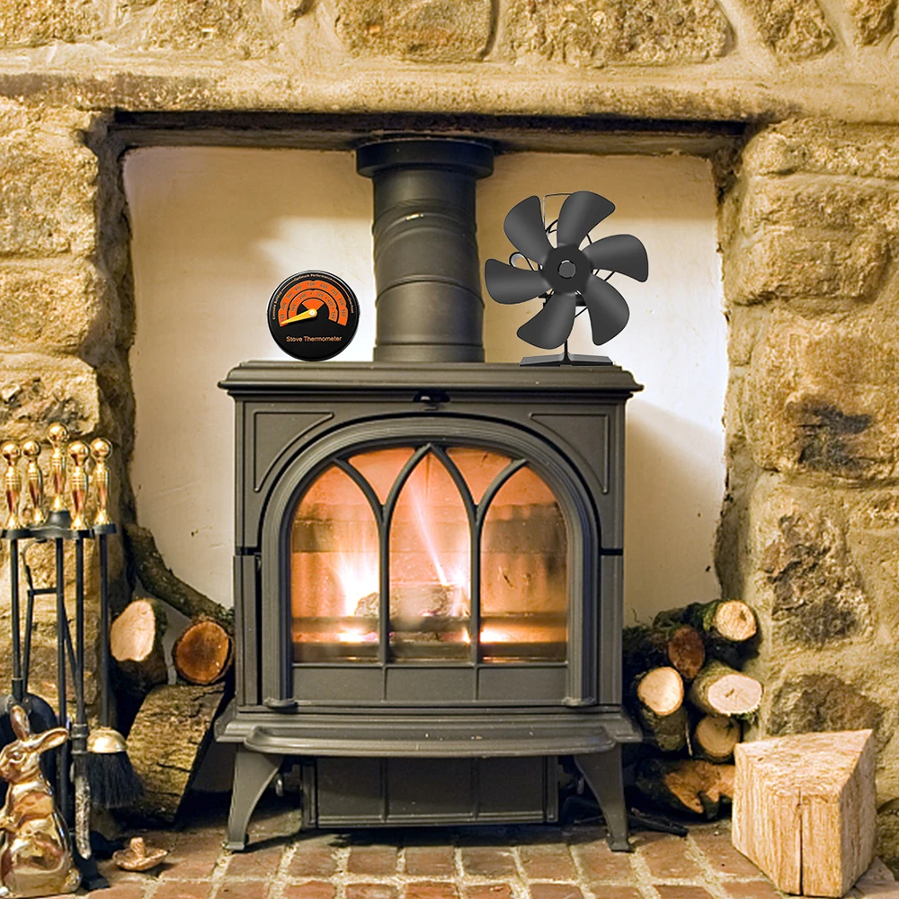 4 Blades Heat Powered Fireplace Stove Fan Wood - 6 Blades Heat Powered Stove  Fan - Aliexpress
