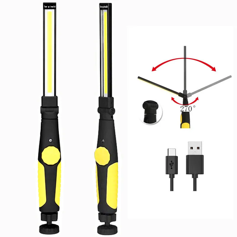 LED Flashlight Camping Lamp LED Work Light Camping Lights Work Light 2000LM COB LED Emergency Floodlight 18650 USB Rechageable Garage Inspection Lamp Magnet Work Light 1Mode Camping Tent Lantern