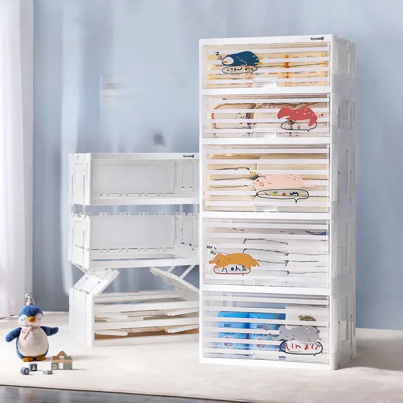 

Household Living Room Folding Storage Cabinet Cover-type Children's Toys Storage Box Multi-functional Bedroom Clothes Organizer