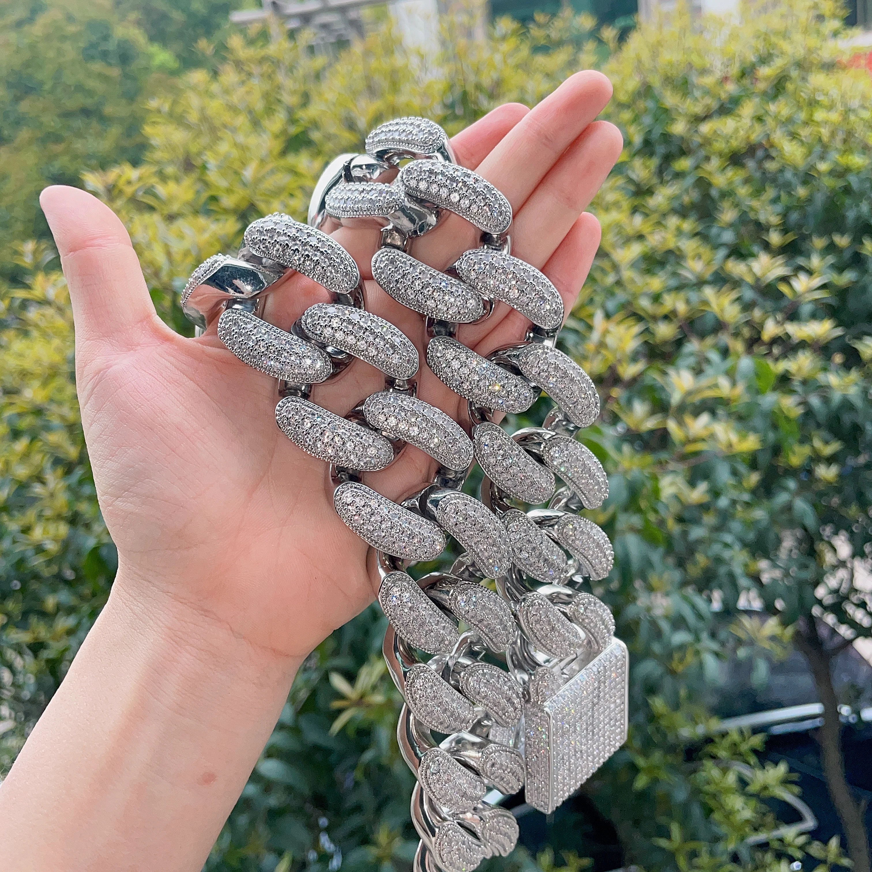 Chunky Bracelets Silver, Cuban Bracelets Men, Baguette Chain Men