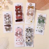 5pcs/set Sweet Printed Daisy Hairclip for Baby Girls Colorful Butterfly Hairpins Barrette Ornaments Kids Hair Accessories Ins