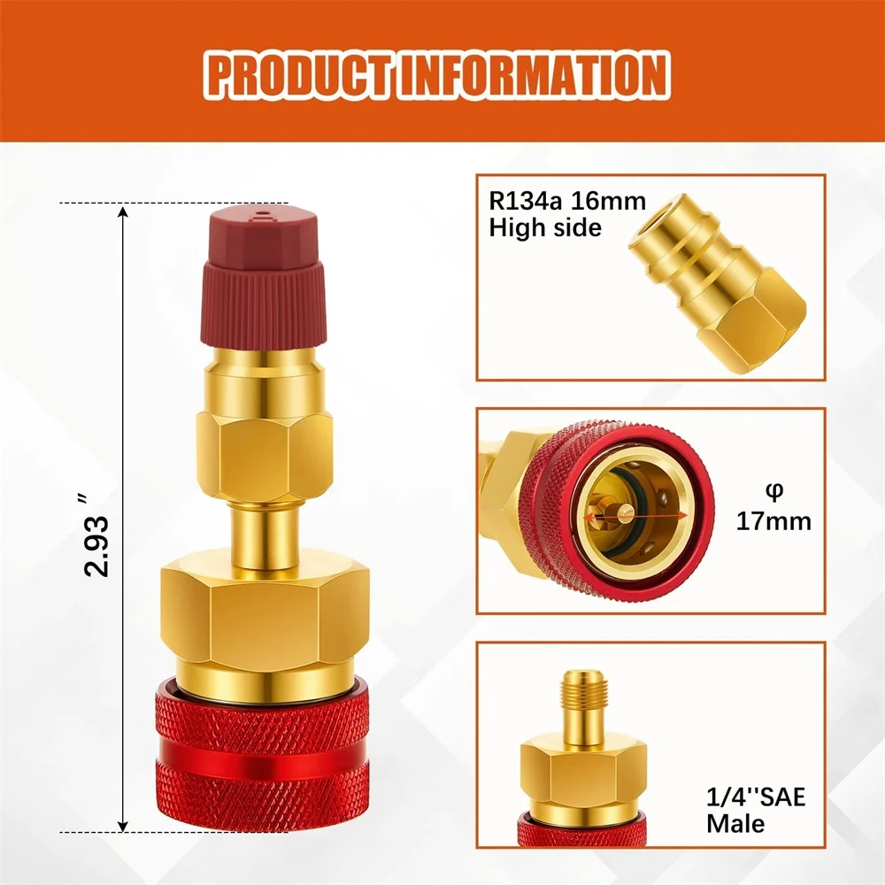 R134a To R1234yf Conversion Kit for AC Refrigerant, R1234yf Adapter  Fittings Brass Refrigerant Tank Adapter with Female and Male Adaptor Valve  Core : : Automotive