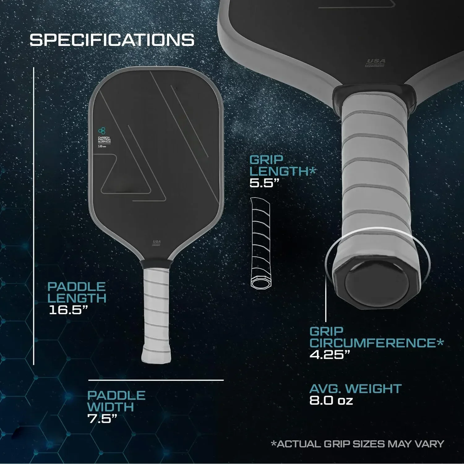 USAPA Approved T700 Raw Carbon Fiber Pickleball Paddle 5