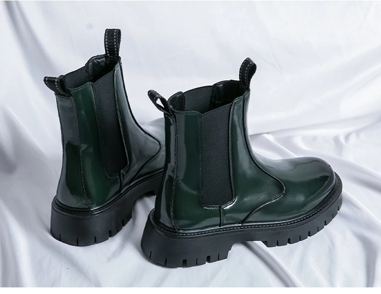 Marke Klassische Schwarze Plattform Stiefel Männer Hohe Ferse Höhe Erhöhen Leder Ankle Chelsea Stiefel Männer Dicke Sohle Motorrad Stiefel – Detail 7