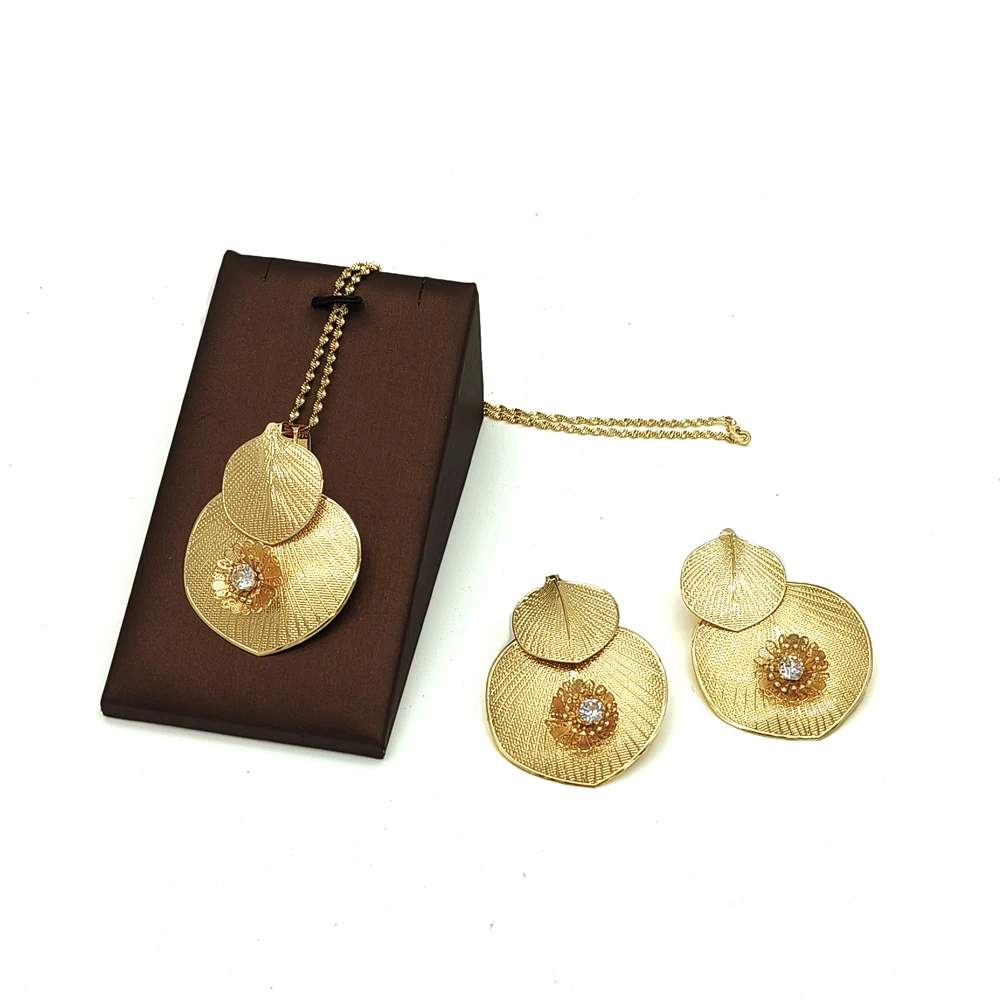 Dubai Goldene Schmuck Sets Für Frauen bunte Blume Anhänger Ohrringe 2 stücke Set Hochzeit Zubehör Für Indien hochzeit party Geschenk – Detail 18