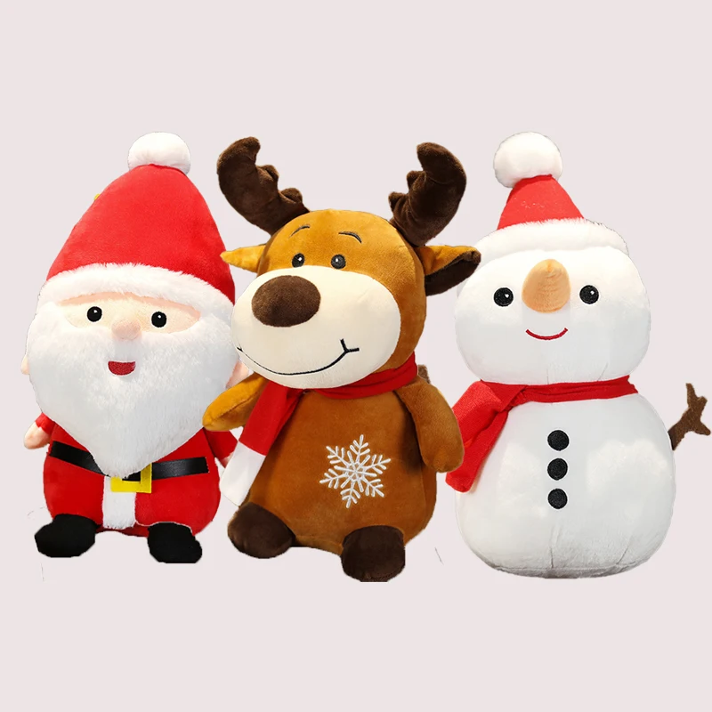 10inch Christmas Stuffed Animal Plush Pillow Santa Claus Snow man Deer Xmas Plush Dolls Children's New Year Gift personalized custom pin button case phone pillow blanket shower curtain etc socks soccer stockings snow woman socks men s