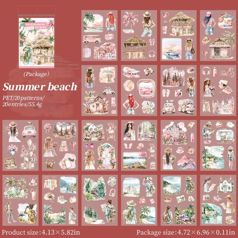 Four Seasons Scenery Decorative Stickers for Scrapbooking and Crafts (20 Sheets)