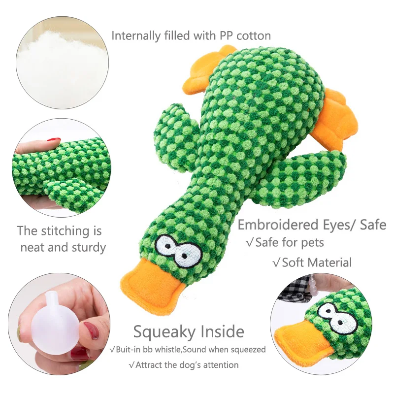 Funny Duck Shaped Dog Plush Toy Pets Interactive Chew Squeaky Toys For Small Large Dogs Outdoor Playing Supplies 3
