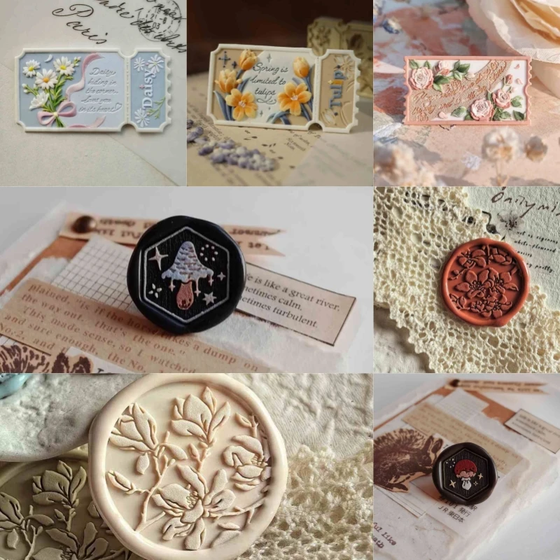 New Lacquer Seal Seal Head Bow Rose Embossed Ticket Stub Copperhead Envelope Invitation Sealed Stamp Toy Birthday Gift Ledger