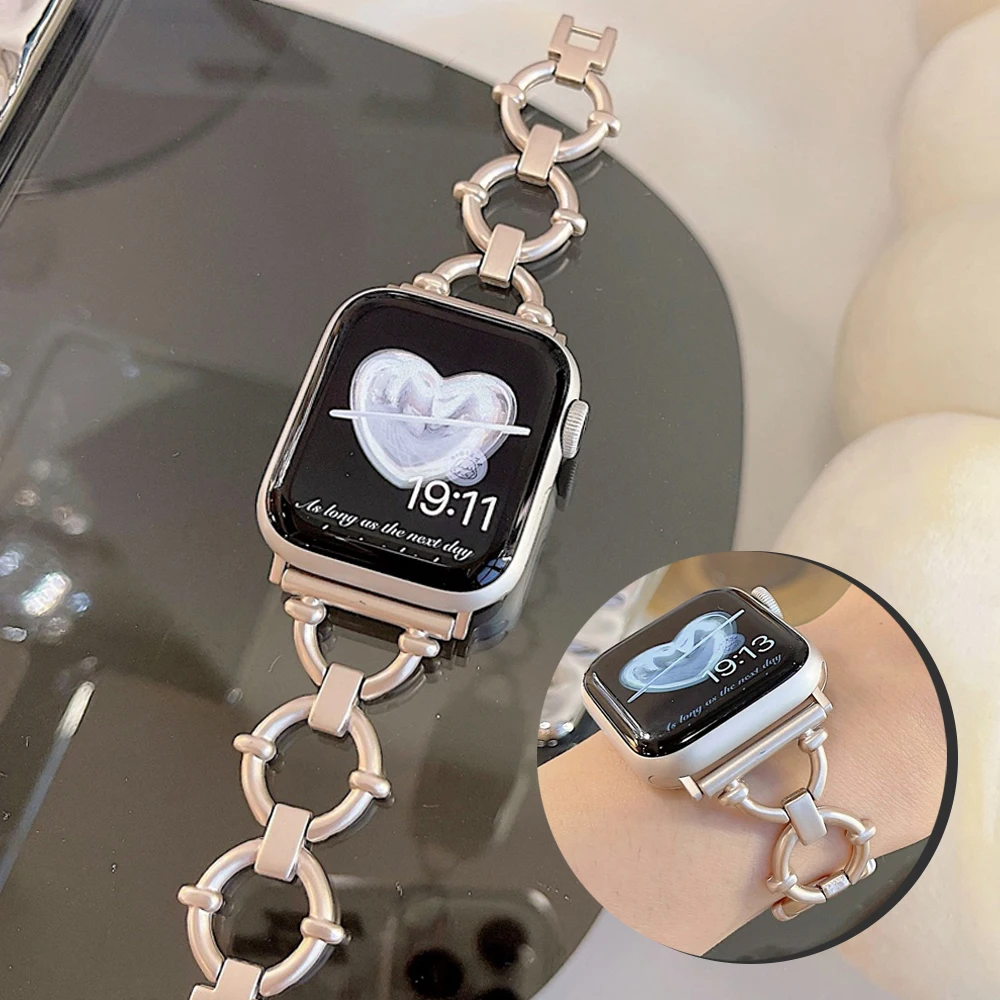 

Ремешок женский тонкий для apple watch 7 5 6 4 3 2 se, модный браслет для iwatch series 41/45 мм 42/44 мм 38/40 мм