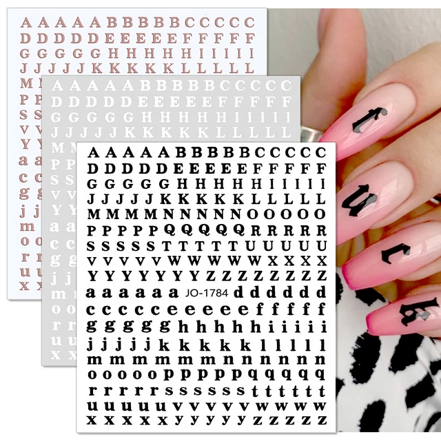Nail Art Stickers Letter White Black Gold Nail Stickers Nails Alphabet  Laser Self Adhesive 3d Nail Decals Nail Art Decorations - Stickers & Decals  - AliExpress
