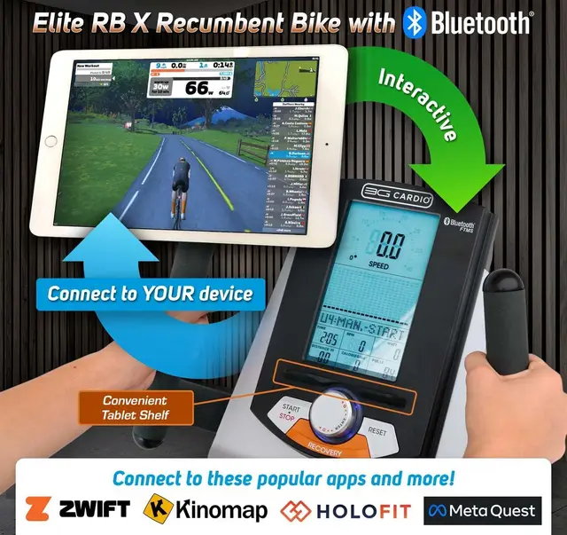 3G Elite RB X Recumbent Exercise Bike - Bluetooth Smart App Connectivity - Compact 49 2