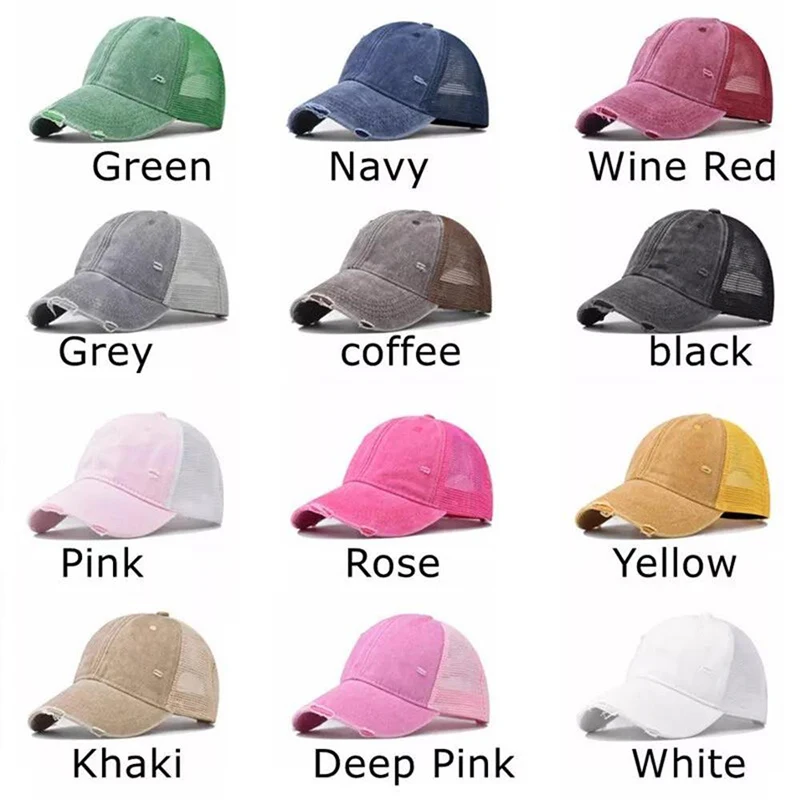 Washed Cotton Mesh Breathable Baseball Cap Made Old Ripped Light Board Caps Men And Women Tide Spring And Summer Vintage Hat