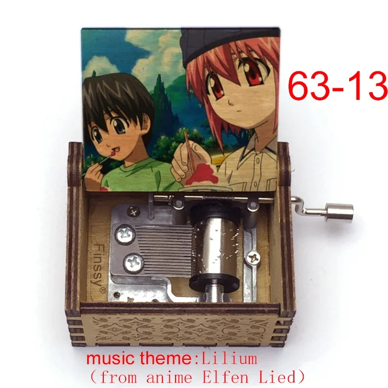 Japanese Anime Elfen Lied Music Box Music Theme Lilium Lucy Print Wood Musical Box Toys for Kids Girls Friends Home Decor