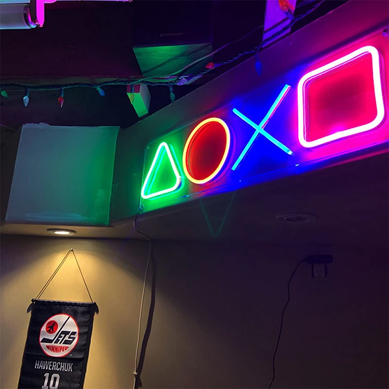 Led Neon Light Game Icon Sign Lamp USB Charging Wall Hanging Atmosphere Night Light For PS4 Game Room Decor Neon Signs Gift
