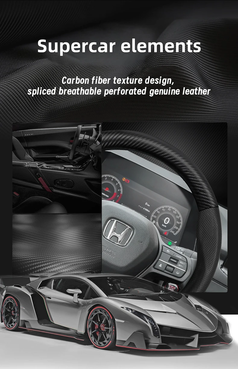 Geeignet für GMC: Atmungsaktiver Leder-Lenkradbezug mit matter Carbonfaser-Textur für Modelle wie Sierra 1500 HD EV, Yukon, Terrain, Acadia, Canyon, Savana, Hummer EV usw., Schwarz-Mokka Autozubehör – Detail 4