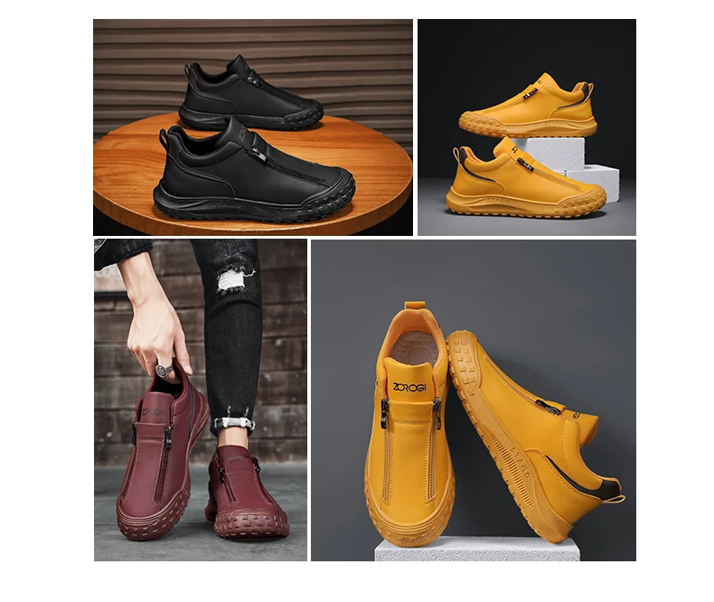 Description Picture 4 of itemYellow Mens Golf Sneakers Zipper Male Golfer Training Sport Shoes High Ankle Adult Autumn Winter Outdoor Golfing Shoes