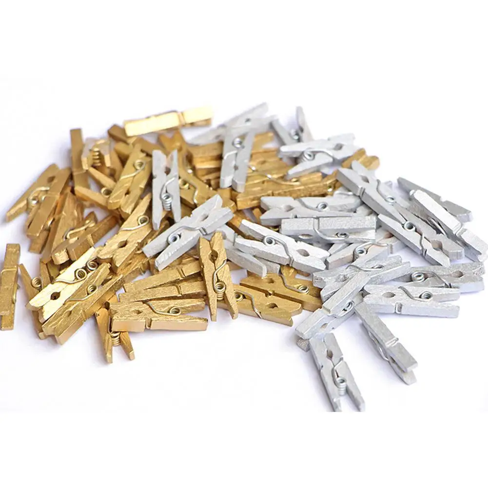 Natural Wooden Mini Clips for DIY Wedding Party Decor