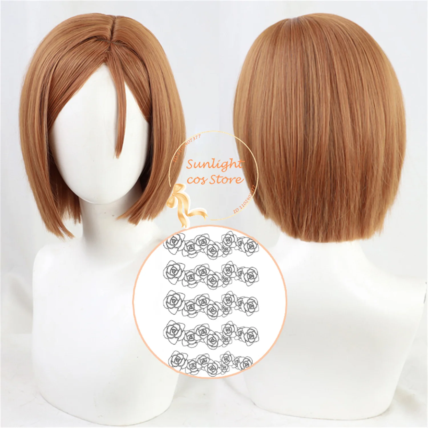 Парик для косплея кугисаки нобара из аниме, термостойкие синтетические волосы с короткими волосами для косплея кугисаки нобары, оранжевого и коричневого цвета