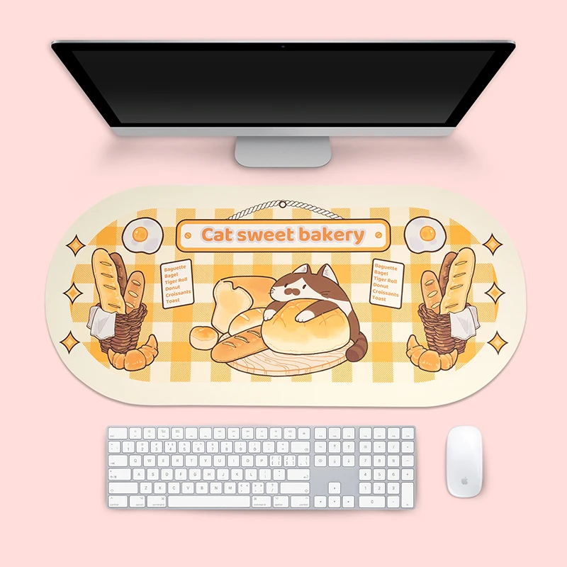 Kawaii Cat Bakery Gaming Mouse Pad Extra Large Office Computer Mouse Pad Desk Mat Water Proof Nonslip Laptop Desk Accessories