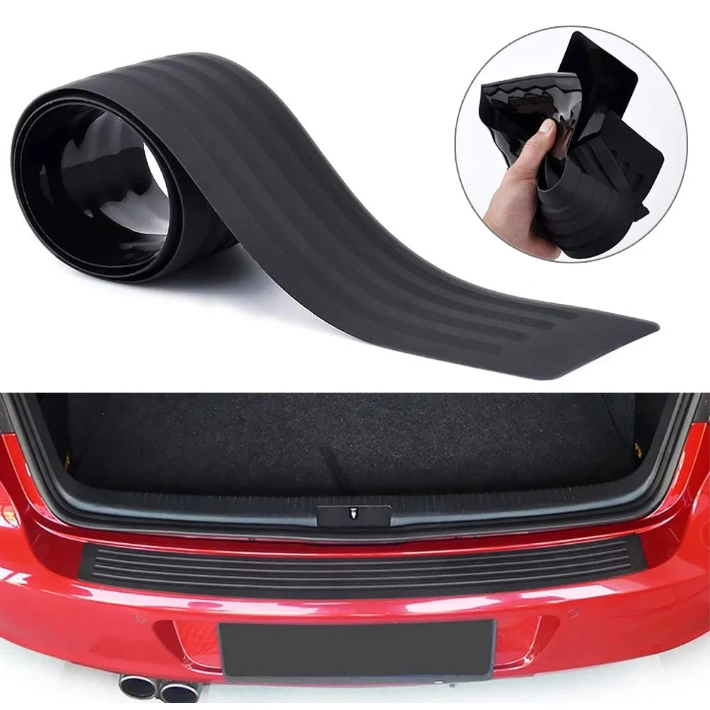 Car Trunk Door Guard Strip Universal Carbon Fiber Auto Sill Plate Protector Rear Bumper Guard Rubber Mouldings Strips