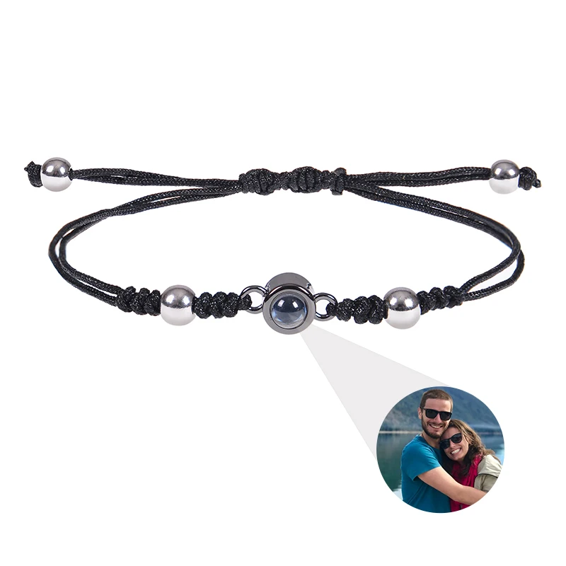 Personalized Circle Photo Bracelet Custom Projection Picture Bracelets Couple Memorial Jewelry Christmas Gift for Women Men 9