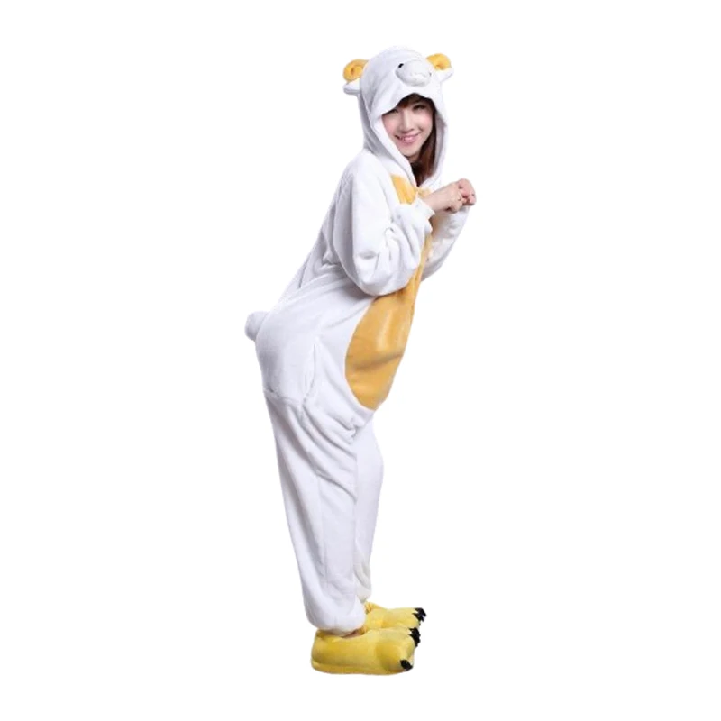 Sheep Kigurumi Animal Onesies Women Pajamas Winter Long Sleeves Flannel Cartoon Pijamas One-piece Cosplay Costume For Halloween