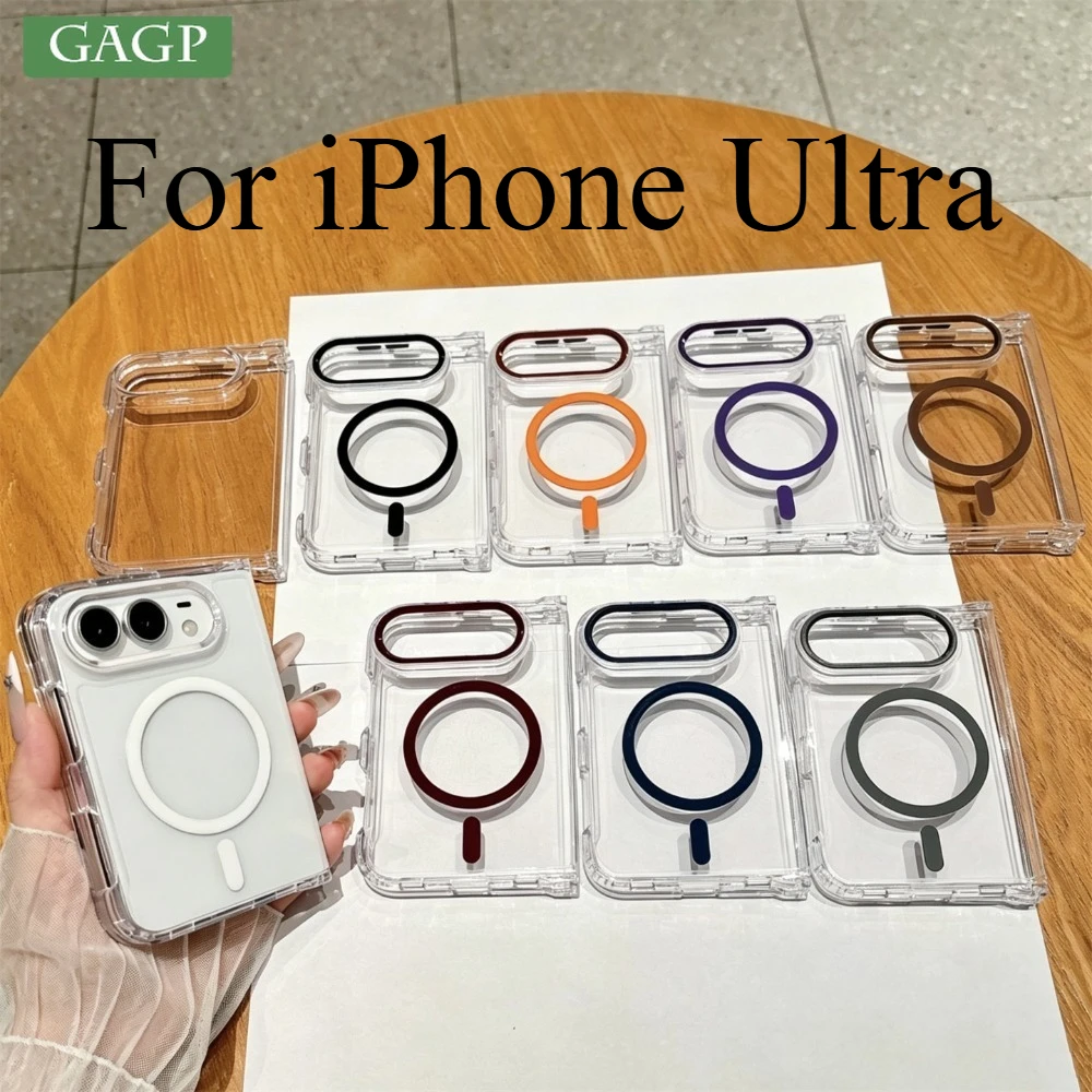 Duo Fold Transparent Magnetic Phone Case with Magsafe Wireless Charging Compatibility