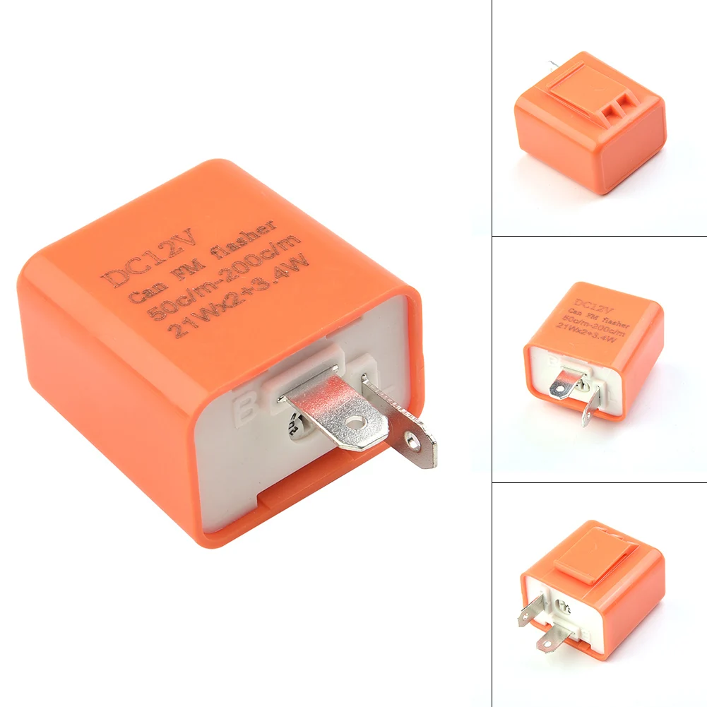 2 Pin LED Flasher Relay 12V A+ ABS Plastic Adjustable Circuit Protection Motorbike Overload Protection Speed Adjustable