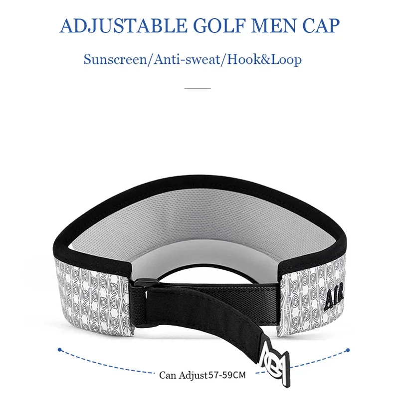 PGM New Men Breathable Anti-sweat Sport Hats Male Sunscreen Print Golf Caps Summer Adjustable Sun Visor Empty Top Hat Casual Cap