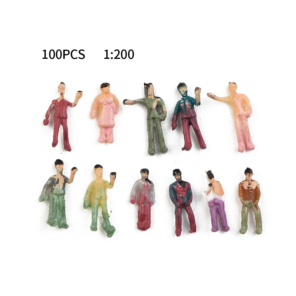 100PC 1:200 Scale Hand-made Toy Figures People Figures DIY Character Model Building Passenger Standing Seated Miniature Passerby - 3