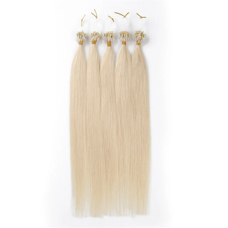 Remy Straight Micro Ring Human Hair Extensions Blonde Virgin Hair Extensions Pre Bonded Micro Loop 16"-26" Fusion Human