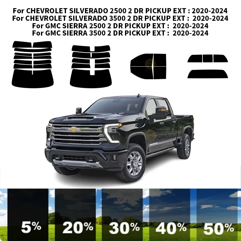 

Precut nanoceramics car UV Window Tint Kit Automotive Window Film For CHEVROLET SILVERADO 2500 2 DR PICKUP EXT 2020-2024