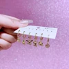 MIGGA 6pcs Mixed Cartoon Dangle Earrings Set Gold Color Cubic Zircon Crystal Huggie Earrings for Women 3