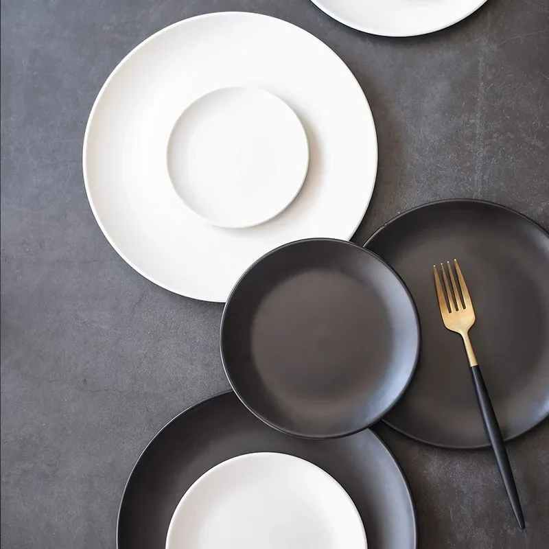Ins Tagram-Nordic Style Steak Plate, Matte Western Food Plate, Ceramic Tableware, Scratch Resistant, Frosted Vegetable Plate