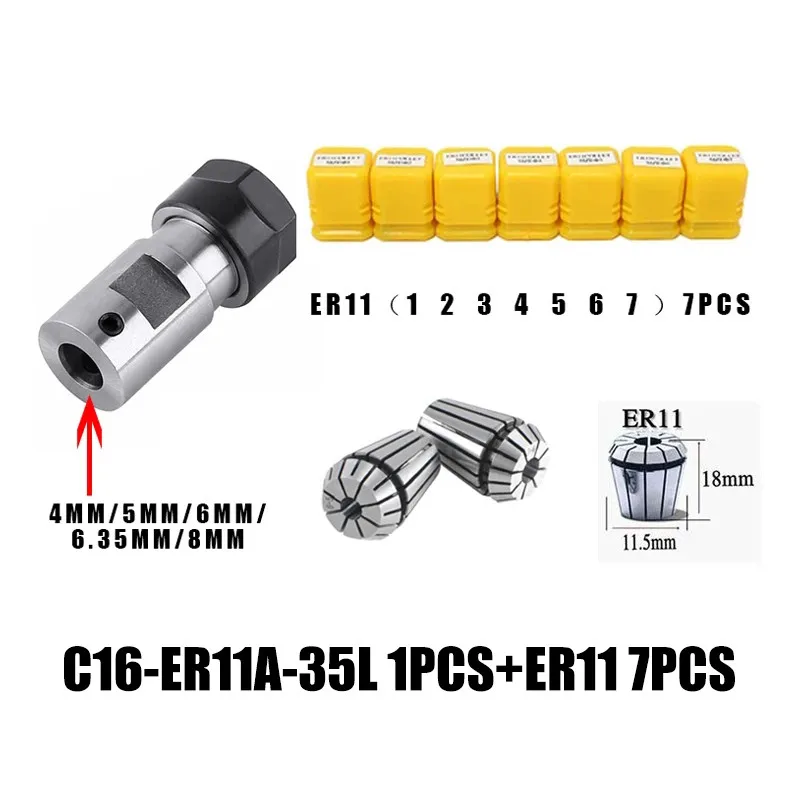 ER20 Collet Chuck 13PCS C25 ER20 Motor Shaft Extension Rod Spindle Collet Lathe Tools Holder Inner 8MM 10MM 12MM 14MM 16MM spring collet,tool holder,collet chuck,spring collet chuck,collet chuck holder