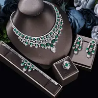 2022 New 4-piece suit Cubic Zirconia Bride Jewelry Set Women's Party, Deluxe Dubai Crystal Wedding Jewelry Set 2